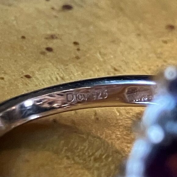 Natural Rose De France Amethyst Garnet Sterling Silver Cocktail Ring Size 7 - Picture 5 of 8